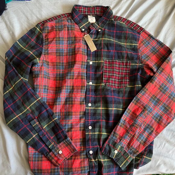 J. Crew Tartan Patchwork shirt large slim fit $98 - Picture 1 of 3